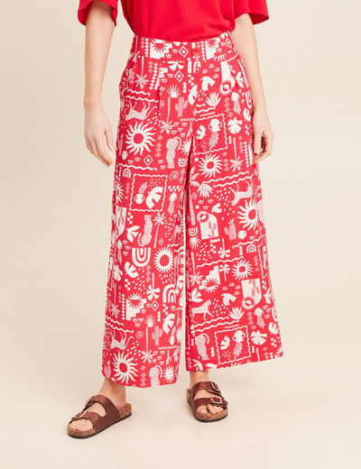 Pantalon fluide7/8ème rouge femme