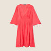 Robe empire smockée satin rose cerise femme