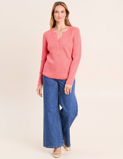 Pull manches longues rose framboise femme