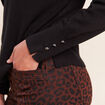 Pull droit col rond manches longues noir femme