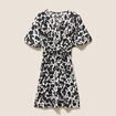 Robe courte &eacute;vas&eacute;e col v pliss&eacute;e noir femme