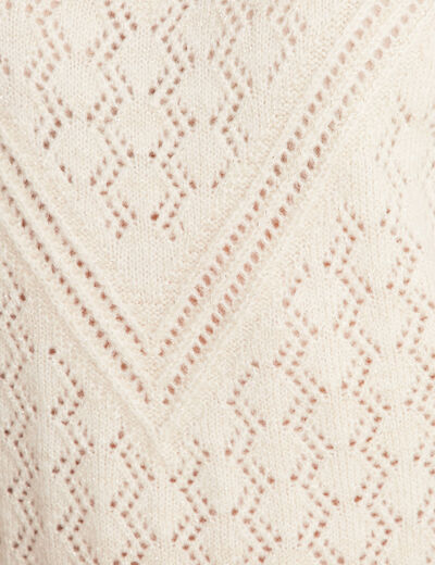 Pull manches longues ajouré sable femme