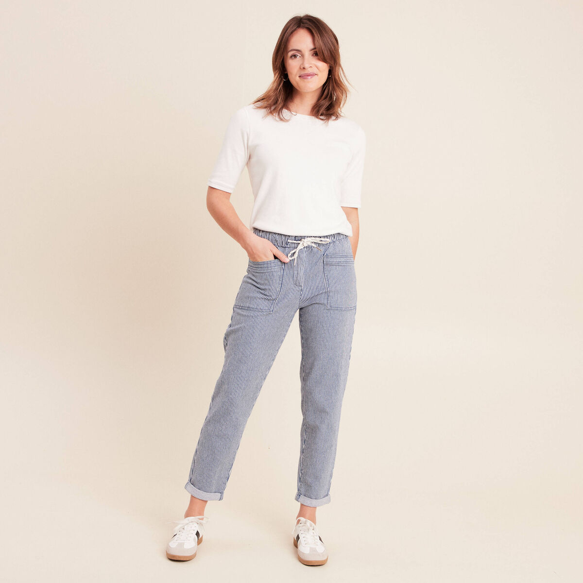 Jean coupe mom 7/8&egrave;me bleu femme