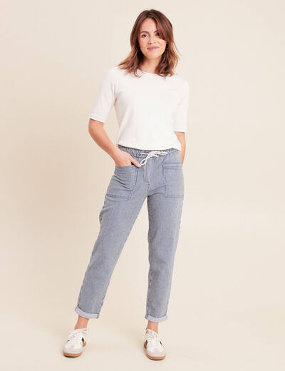 Jean coupe mom 7/8&egrave;me bleu femme