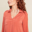 Blouse manches longues satin vieux rose femme