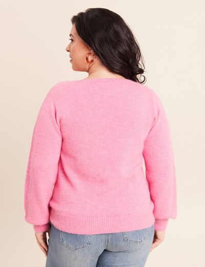 Pull confectionn&eacute; en France rose fushia femme