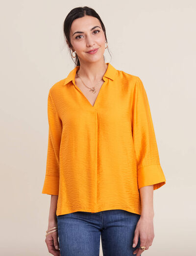 Blouse manches 3/4 jaune moutarde femme