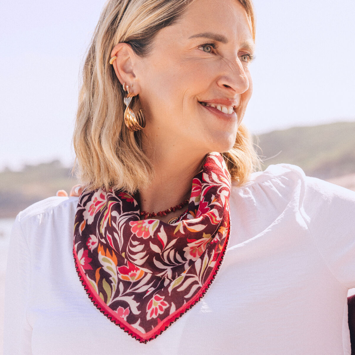 Foulard rose femme