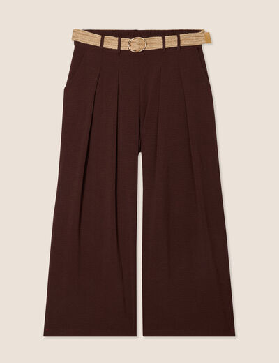 Pantalon jupe-culotte large bordeaux femme