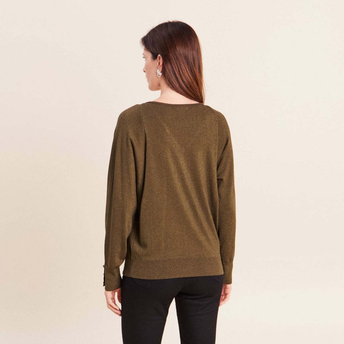Pull manches longues vert kaki femme