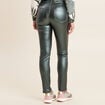 Pantalon ajust&eacute; enduit &agrave; pont vert fonc&eacute; femme