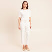 Pantalon jogpant taille haute blanc femme