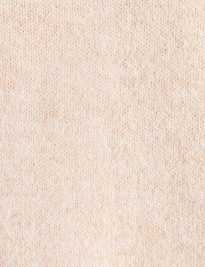 Pull col rond beige femme