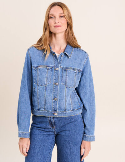 Veste jean manches longues denim double stone femme