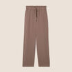 Pantalon large taille haute taupe femme