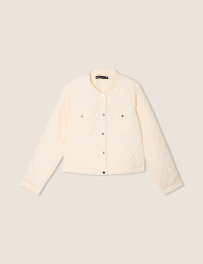 Veste matelassée boutonnée ecru femme