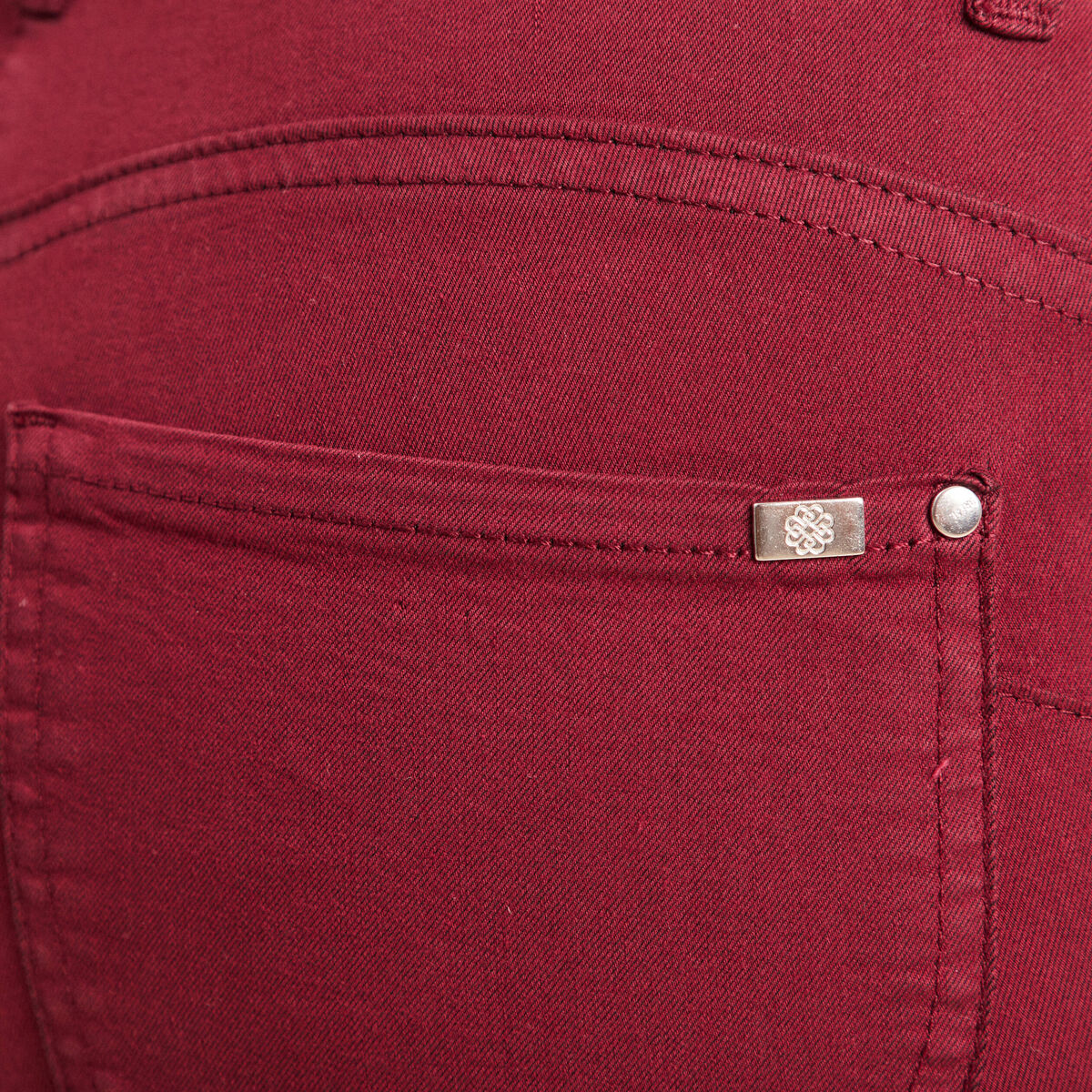 Pantalon droit taille haute 7/8ème bordeaux femme