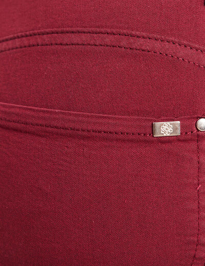 Pantalon droit taille haute 7/8ème bordeaux femme