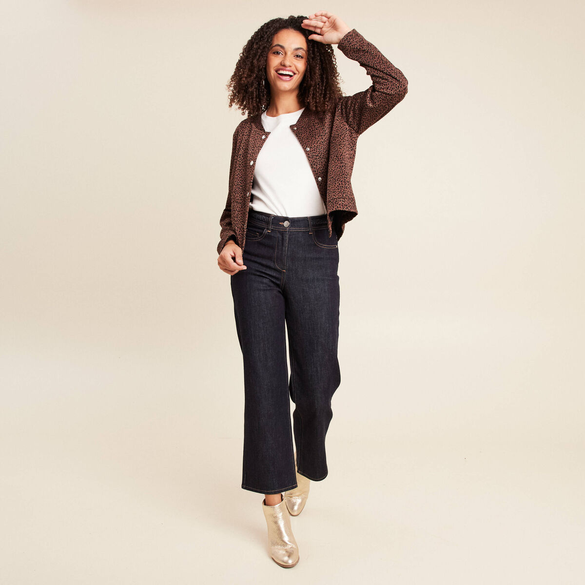 Veste doubl&eacute;e marron femme