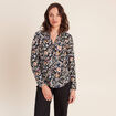 Chemise cintr&eacute;e manches longues fluide noir femme