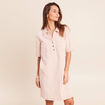 Robe courte droite en jean col chemise rose femme