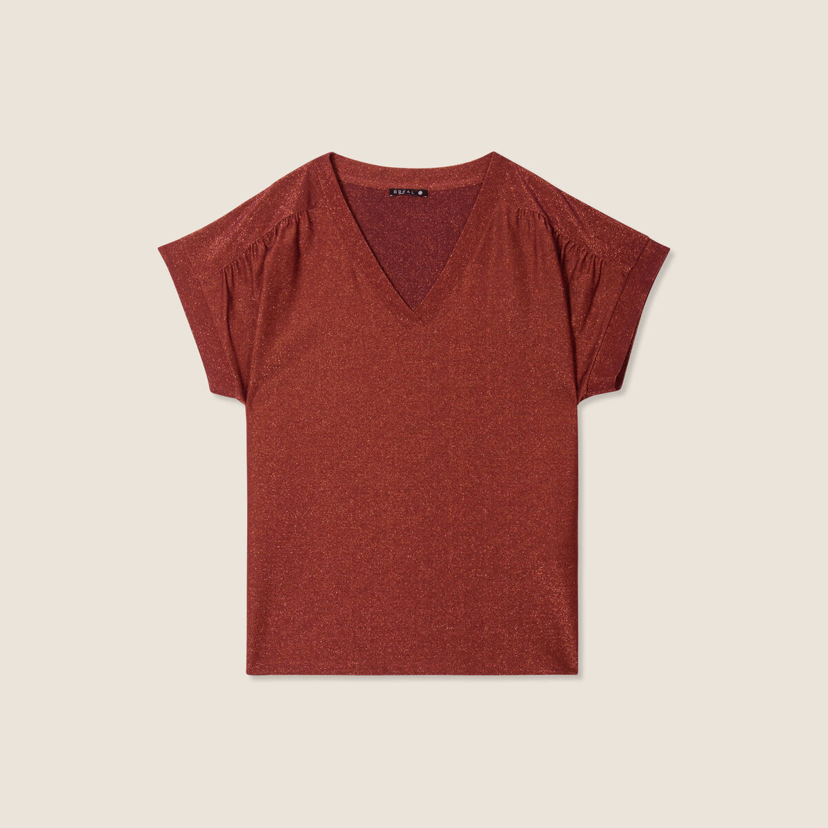 T-shirt manches courtes marron foncé femme
