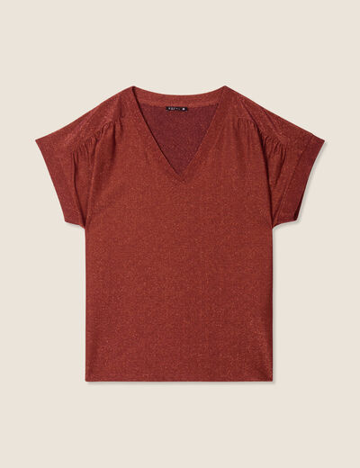 T-shirt manches courtes marron foncé femme