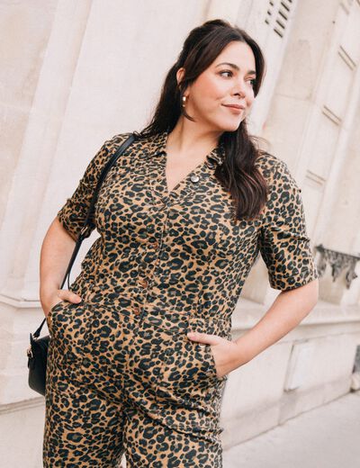 Combinaison pantalon à pont marron femme