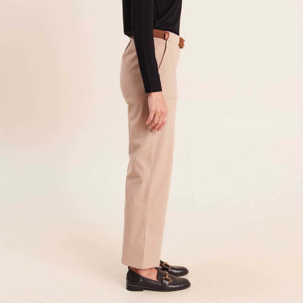 Pantalon cargo taille haute sable femme