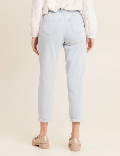 Jean large à coulisse denim bleach femme