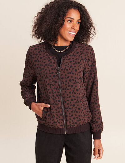 Gilet r&eacute;versible manches longues marron fonc&eacute; femme