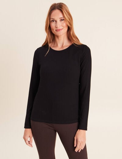 T-shirt thermique ajust&eacute; manches longues noir femme