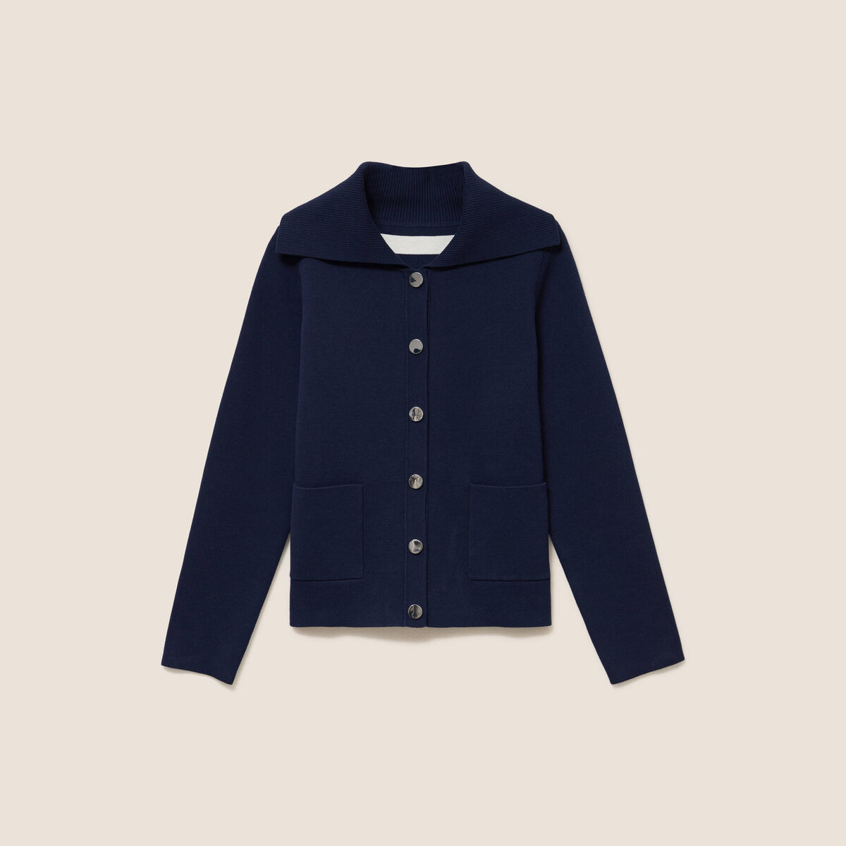 Veste r&eacute;versible en maille bleu femme