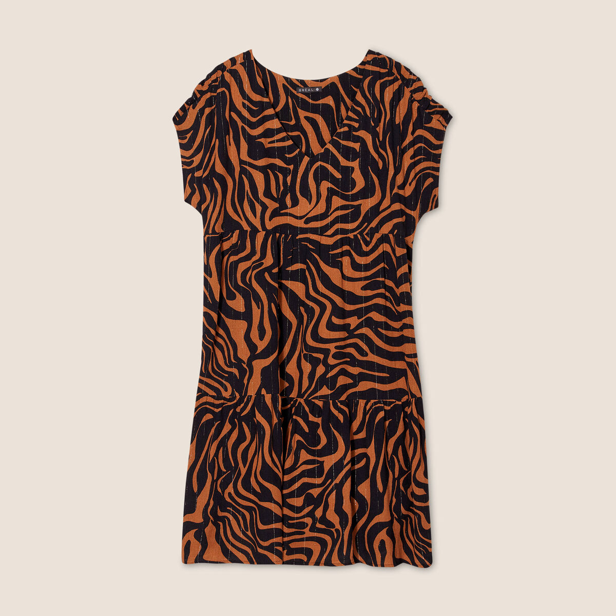 Robe droite manches courtes denim noir femme