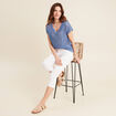 Pantacourt droit taille standard blanc femme