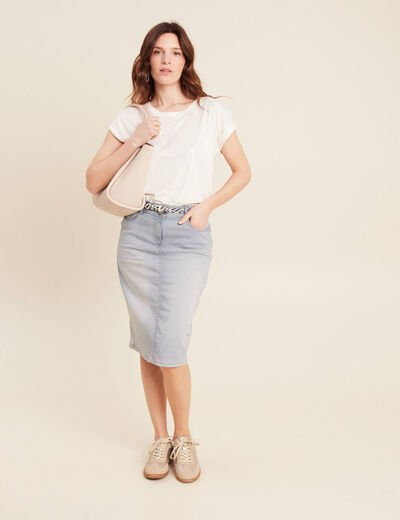 Jupe ajustée en jean denim double stone femme