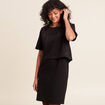Robe bi-mati&egrave;re droite noir femme
