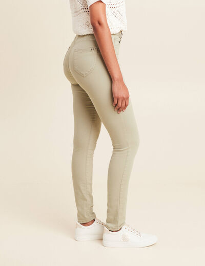 Pantalon léger taille haute long vert clair femme