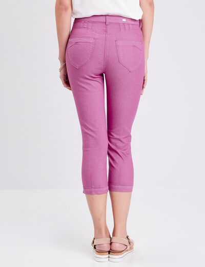 Pantacourt droit taille haute violet femme