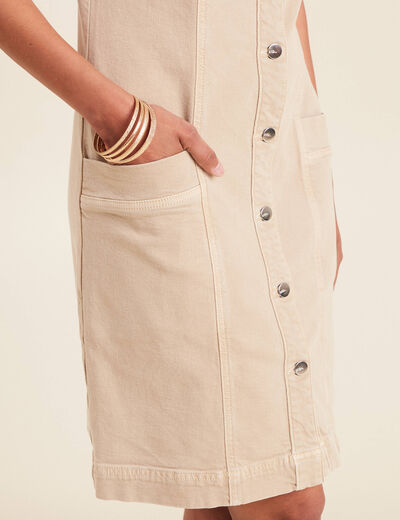 Robe droite en jean denim beige femme