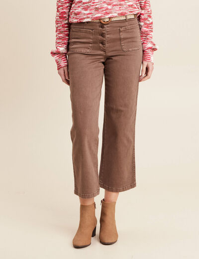 Pantalon large ceinturé 7/8ème bordeaux femme