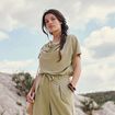 T-shirt manches courtes vert olive femme