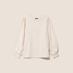 Sweat duveteux col rond manches longues creme femme