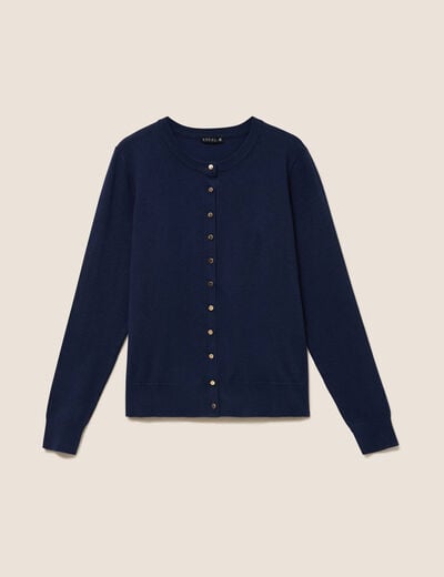 Gilet manches longues col rond bleu marine femme