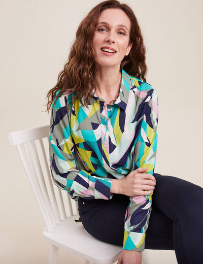 Chemise manches longues vert femme