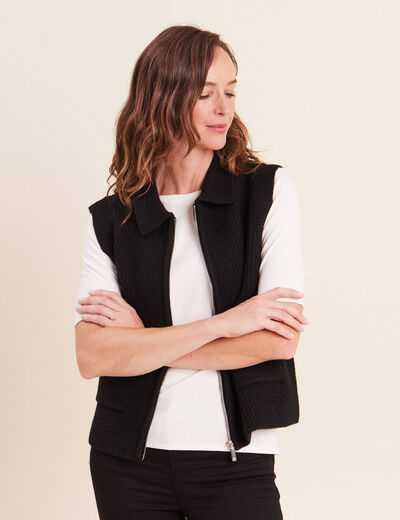 Gilet zipp&eacute; sans manches noir femme