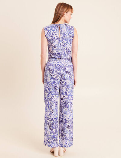 Combinaison pantalon droite bleu femme