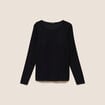 T-shirt ajust&eacute; col rond manches longues noir femme
