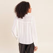 Blouse ample col chemise manches longues ivoire femme