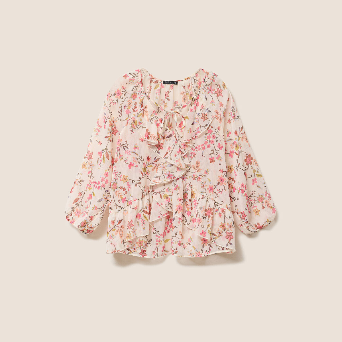 Blouse ample en voile manches 3/4 multicolore femme